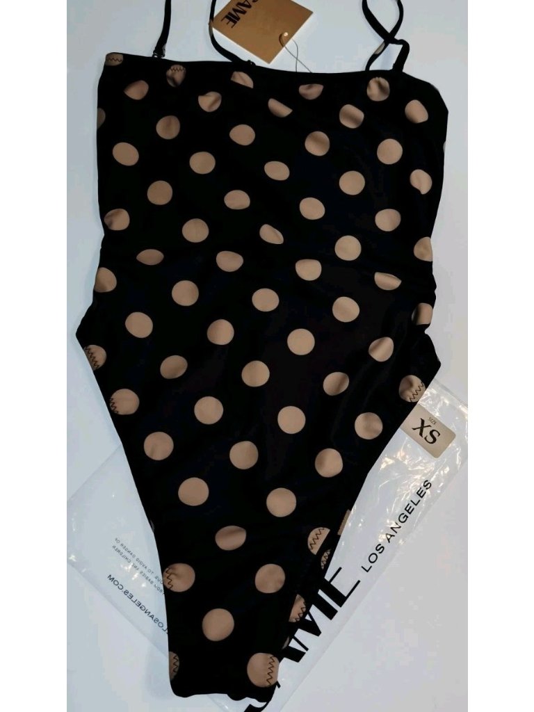 Same Los Angeles Strapless One Piece Swimsuit Xs Navy White Polka Dot Bandeau Hi